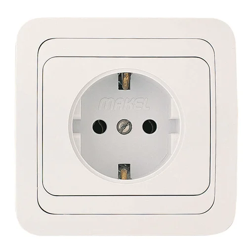 Розетка 1-м СП Mimoza 16А IP20 с заземл. пластик. основ. бел./бел. Makel 12028